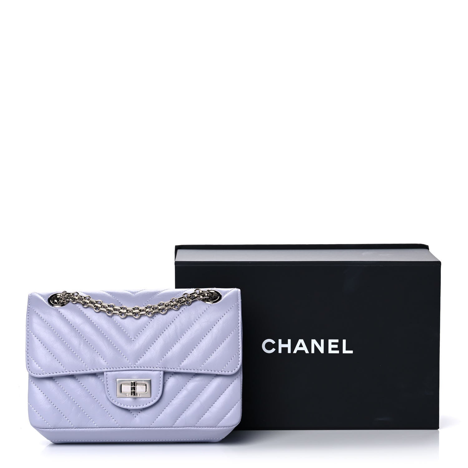 Chanel Aged Calfskin Chevron Quilted 2.55 Reissue Mini Flap Light Purple 11 of 11