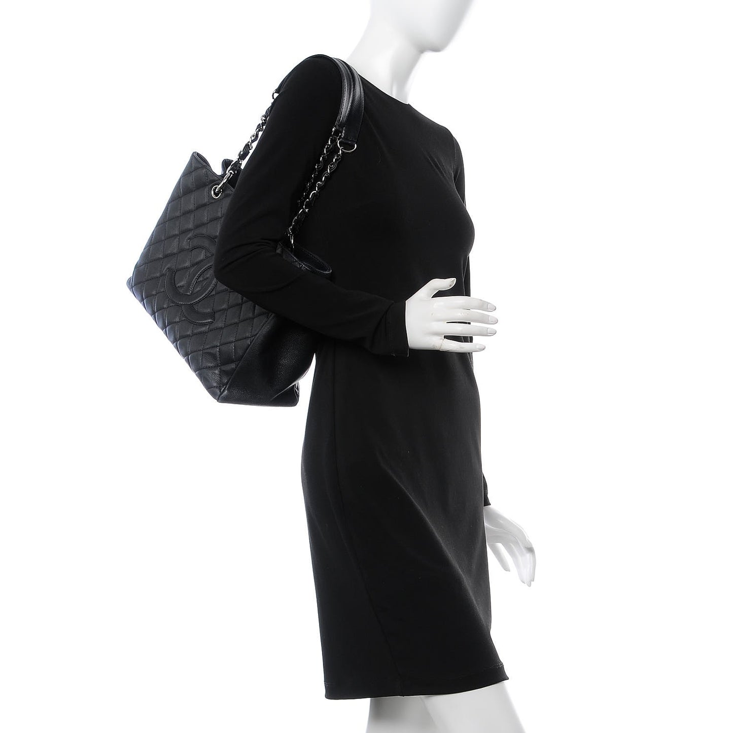 Caviar Quilted Grand Shopping Tote GST Black