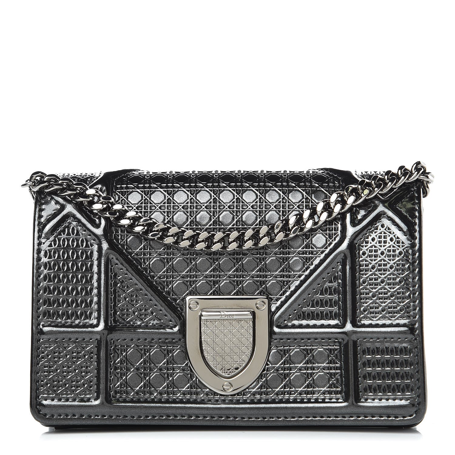 Christian Dior Metallic Patent Micro-Cannage Baby Diorama Flap Bag Onyx Black 1 of 10