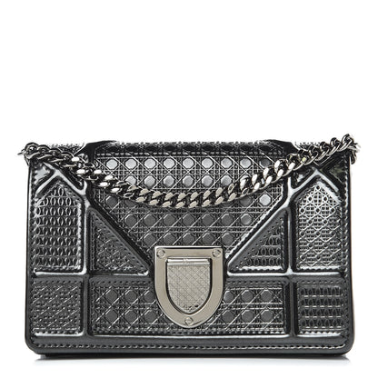 Christian Dior Metallic Patent Micro-Cannage Baby Diorama Flap Bag Onyx Black 1 of 10