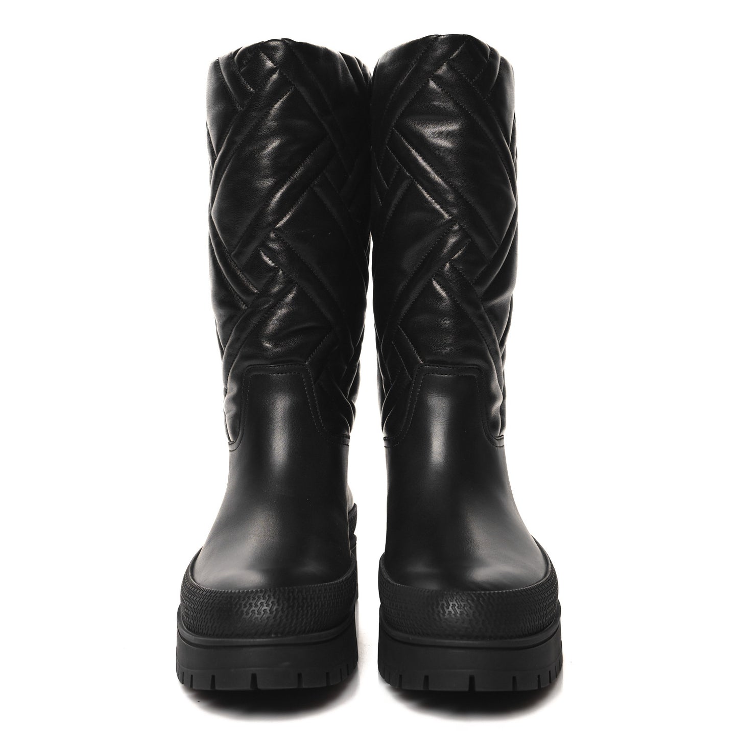 Goatskin Quilted Fuji Boots 38 Black
