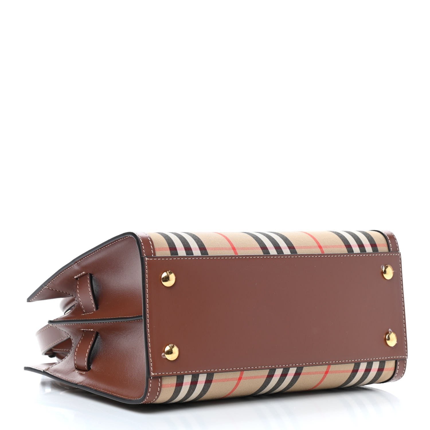 Burberry Calfskin Vintage Check Mini Two Handle Title Bag Archive Beige 4 of 8