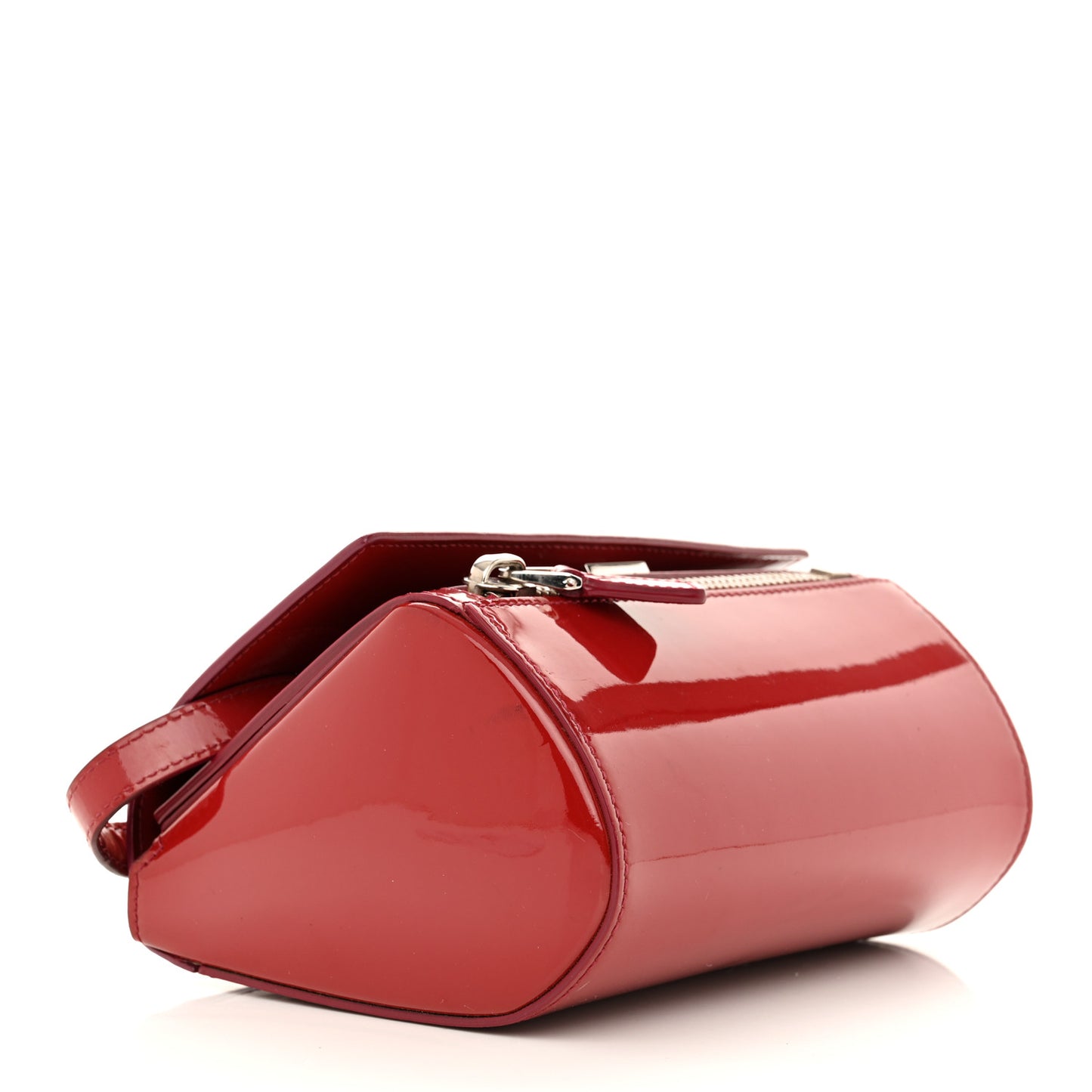 Patent Calfskin Mini Pandora Box Crossbody Bag Red