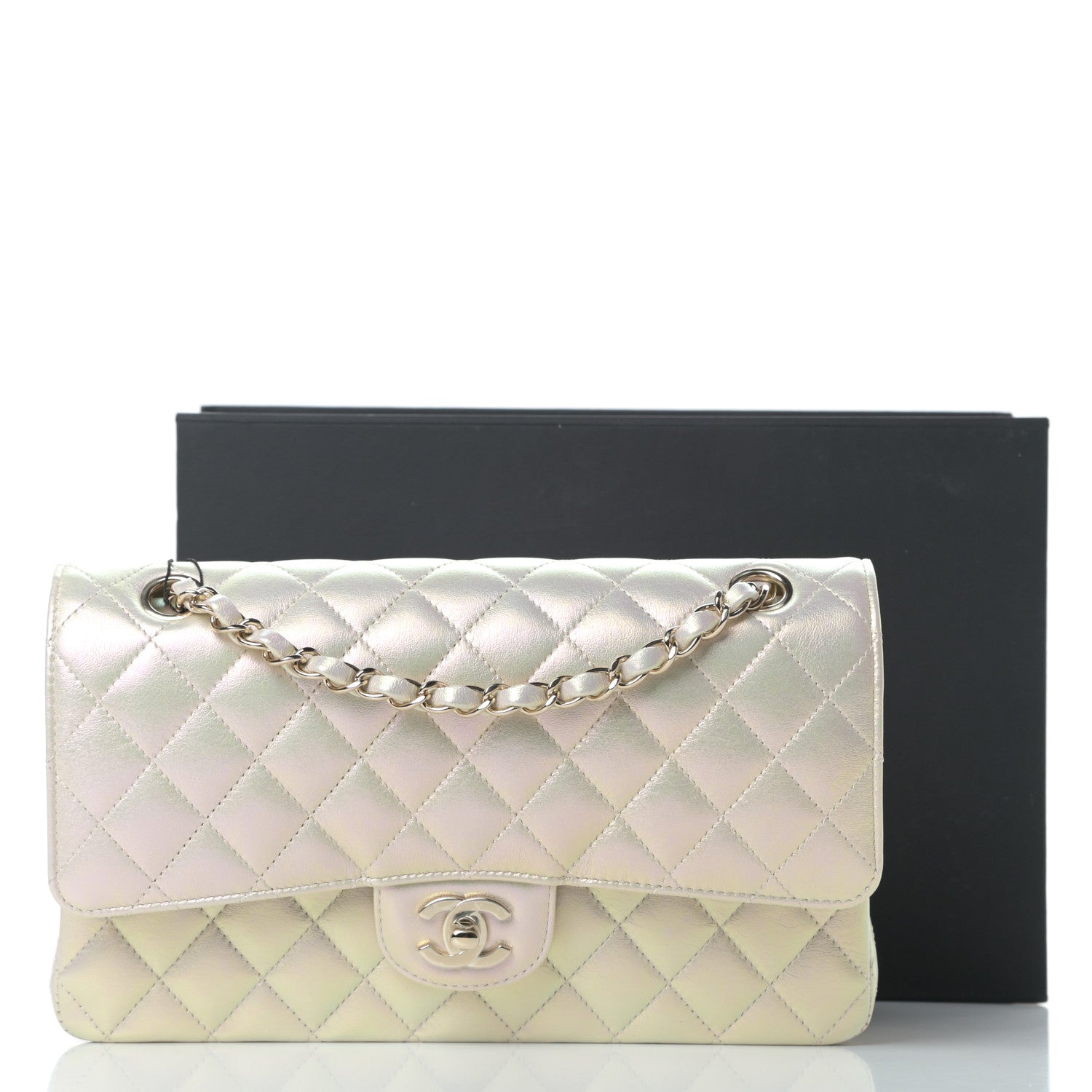 Chanel Iridescent Lambskin Quilted Medium Double Flap Ivory 11 of 11