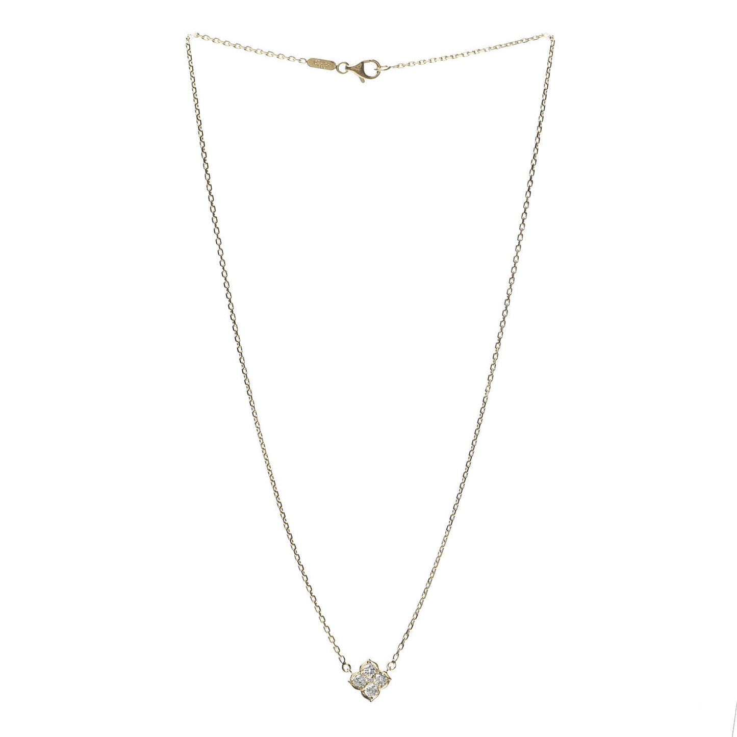 18K Yellow Gold Diamond Hindu Floral Pendant Necklace