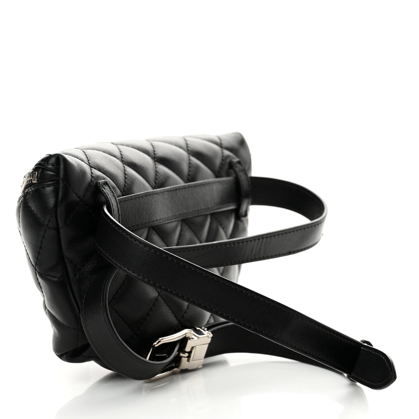 Calfskin Quilted Waist Belt Bag Black
