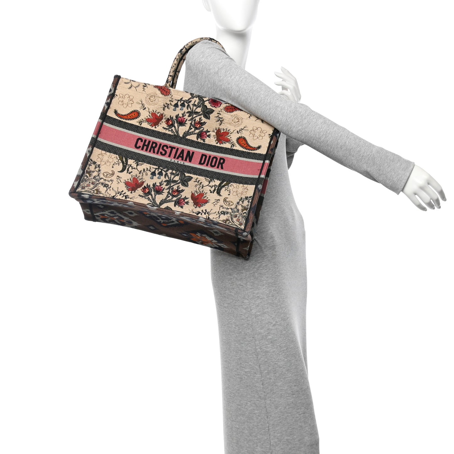 Canvas Embroidered Large Broderie Dior Flowers Book Tote Multicolor