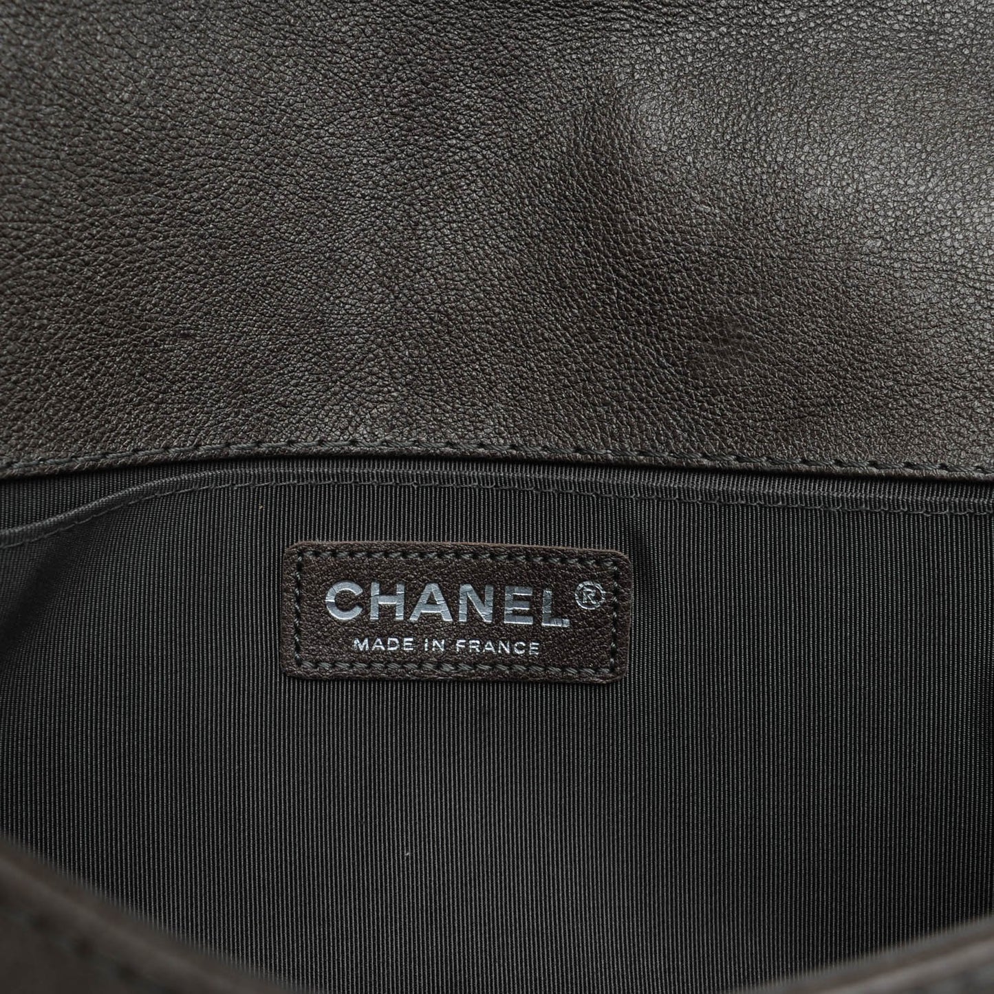 Metallic Calfskin Quilted Medium Boy Flap Dark Silver