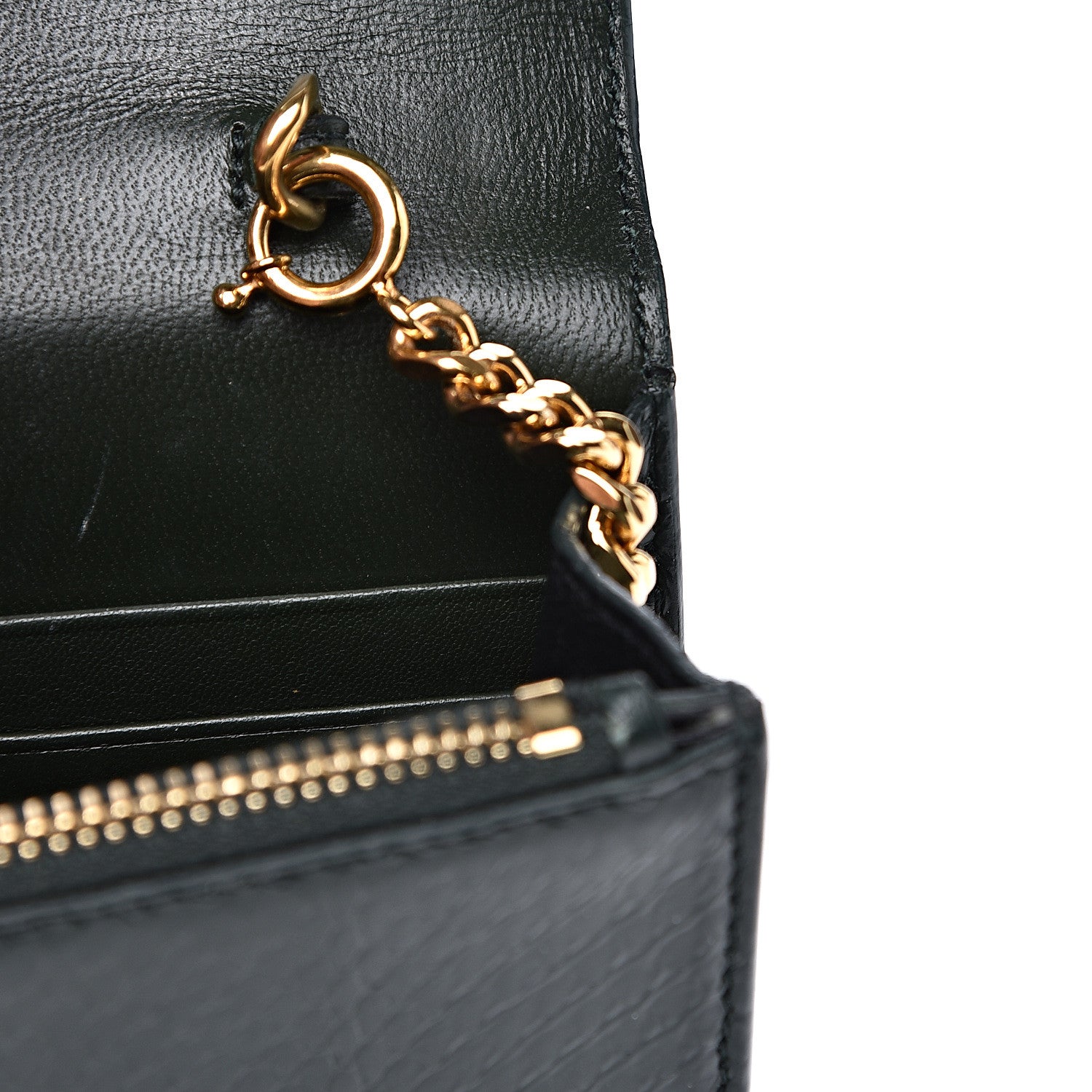 Saint Laurent Snakeskin Monogram Envelope Chain Wallet Dark Green 13 of 13
