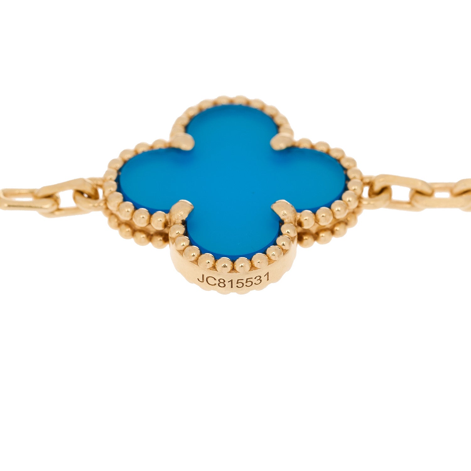 Van Cleef & Arpels 18K Yellow Gold Blue Agate 10 Motifs Vintage Alhambra Necklace 6 of 6