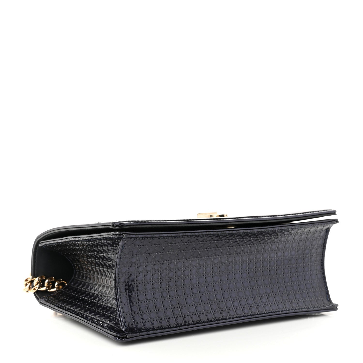 Christian Dior Metallic Patent Micro-Cannage Medium Diorama Flap Bag Navy Blue 4 of 10