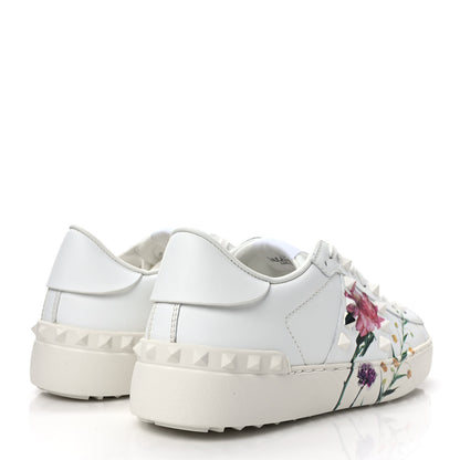 Valentino Garavani Calfskin Womens Floral Print Rockstud Sneakers 35.5 White 4 of 9