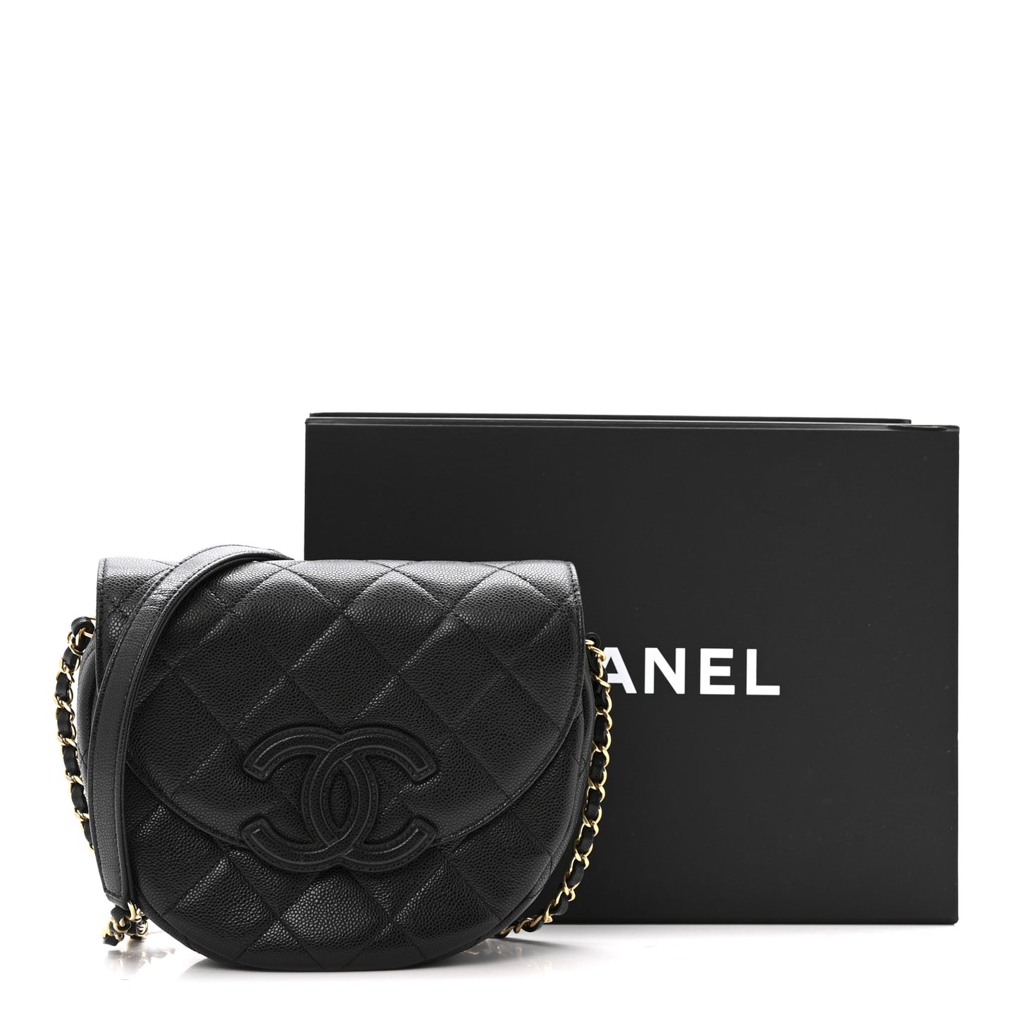Caviar Quilted Small Messenger Flap Black