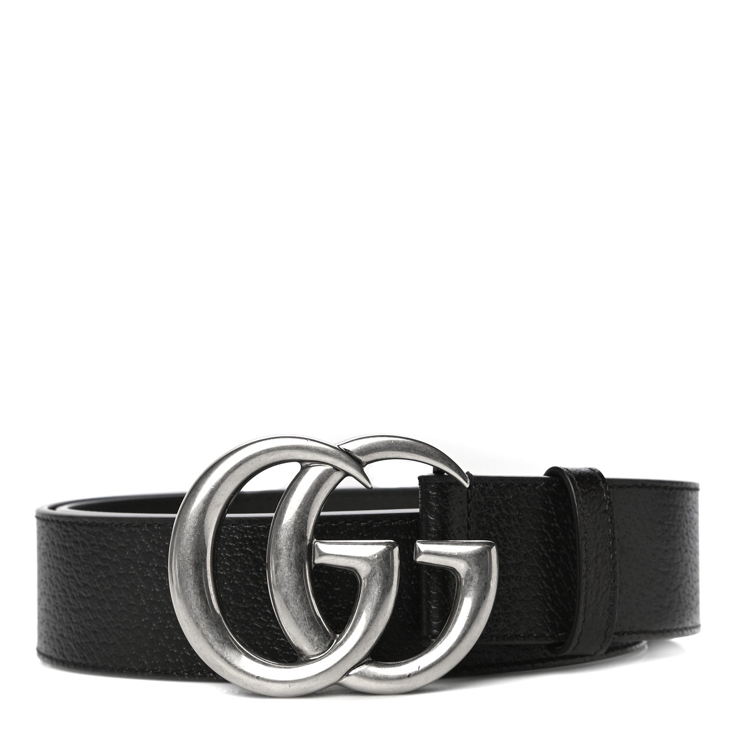 Gucci Textured Dollar Calfskin Nickel Double G 40mm Belt 90 36 Black 1 of 7