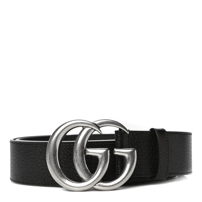 Gucci Textured Dollar Calfskin Nickel Double G 40mm Belt 90 36 Black 1 of 7