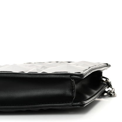 Christian Dior Calfskin Macrocannage Diamond Caro Zipped Pouch With Chain Black 10 of 10