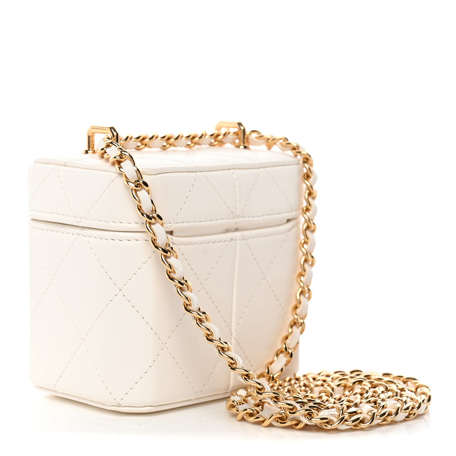 Chanel Lambskin Quilted Vanity Clutch With Chain White 3 of 10