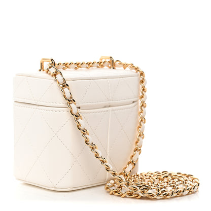 Chanel Lambskin Quilted Vanity Clutch With Chain White 3 of 10