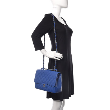 Chanel Caviar Quilted Jumbo Single Flap Blue 3 of 11