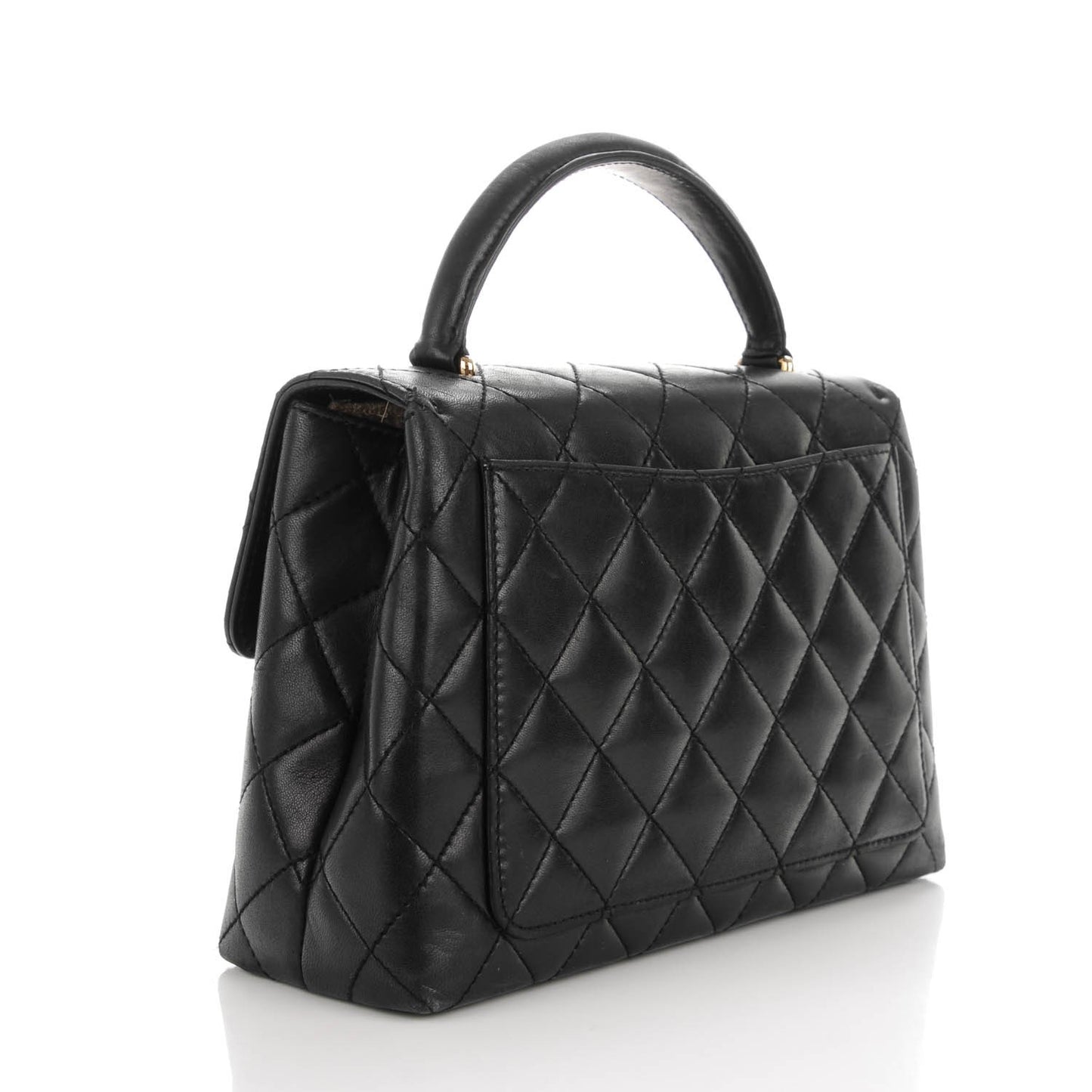 Lambskin Quilted Medium Kelly Flap Bag Black