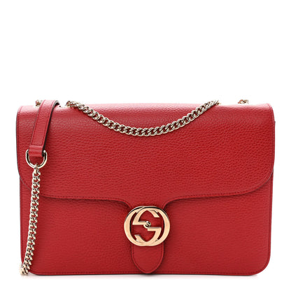 Gucci Dollar Calfskin Interlocking G Shoulder Bag Red 1 of 9