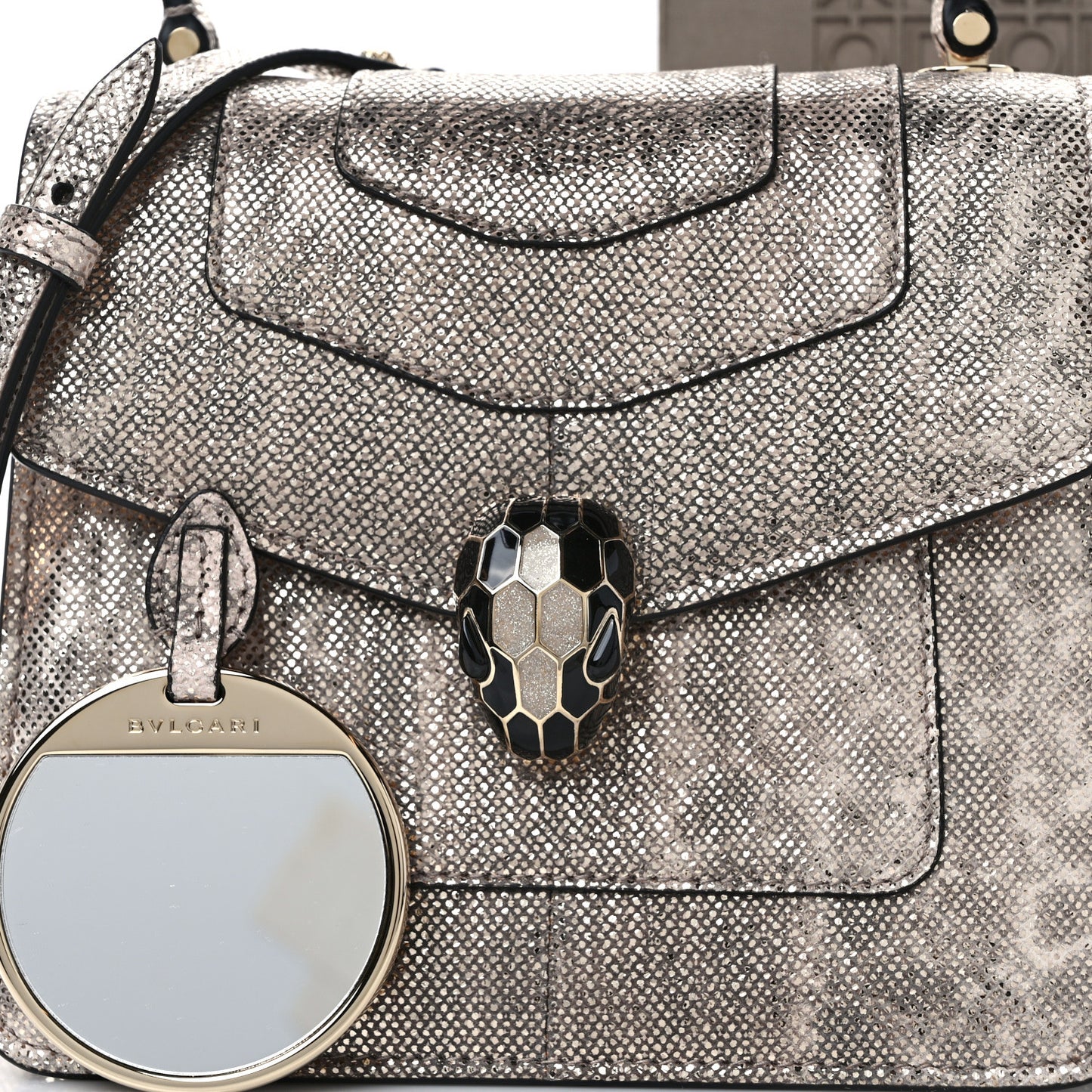 Metallic Karung Serpenti Forever Top Handle White Agate