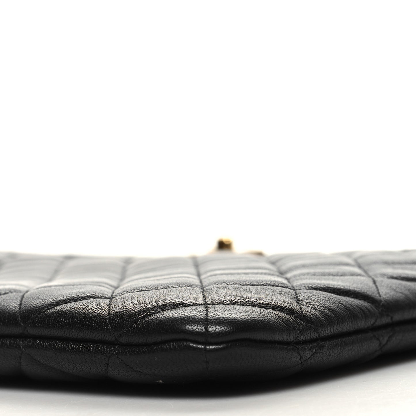 Sheepskin Quilted Large Vintage Mademoiselle Cosmetic Case Black