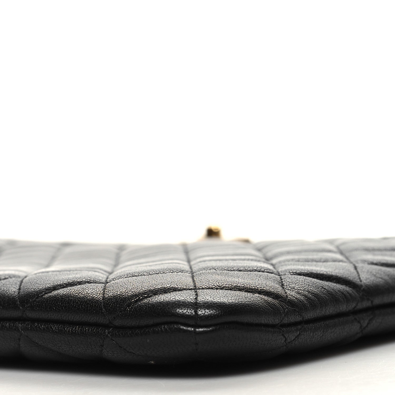 Chanel Sheepskin Quilted Large Vintage Mademoiselle Cosmetic Case Black 10 of 12