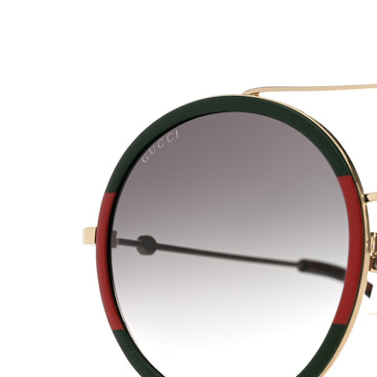 Gucci Metal Round Frame Sunglasses GG0061S Green Red 7 of 8