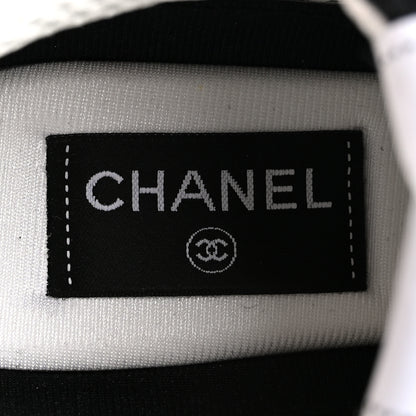 Chanel Mesh Suede Grained Calfskin Womens CC Sneakers 38 Black White 9 of 12