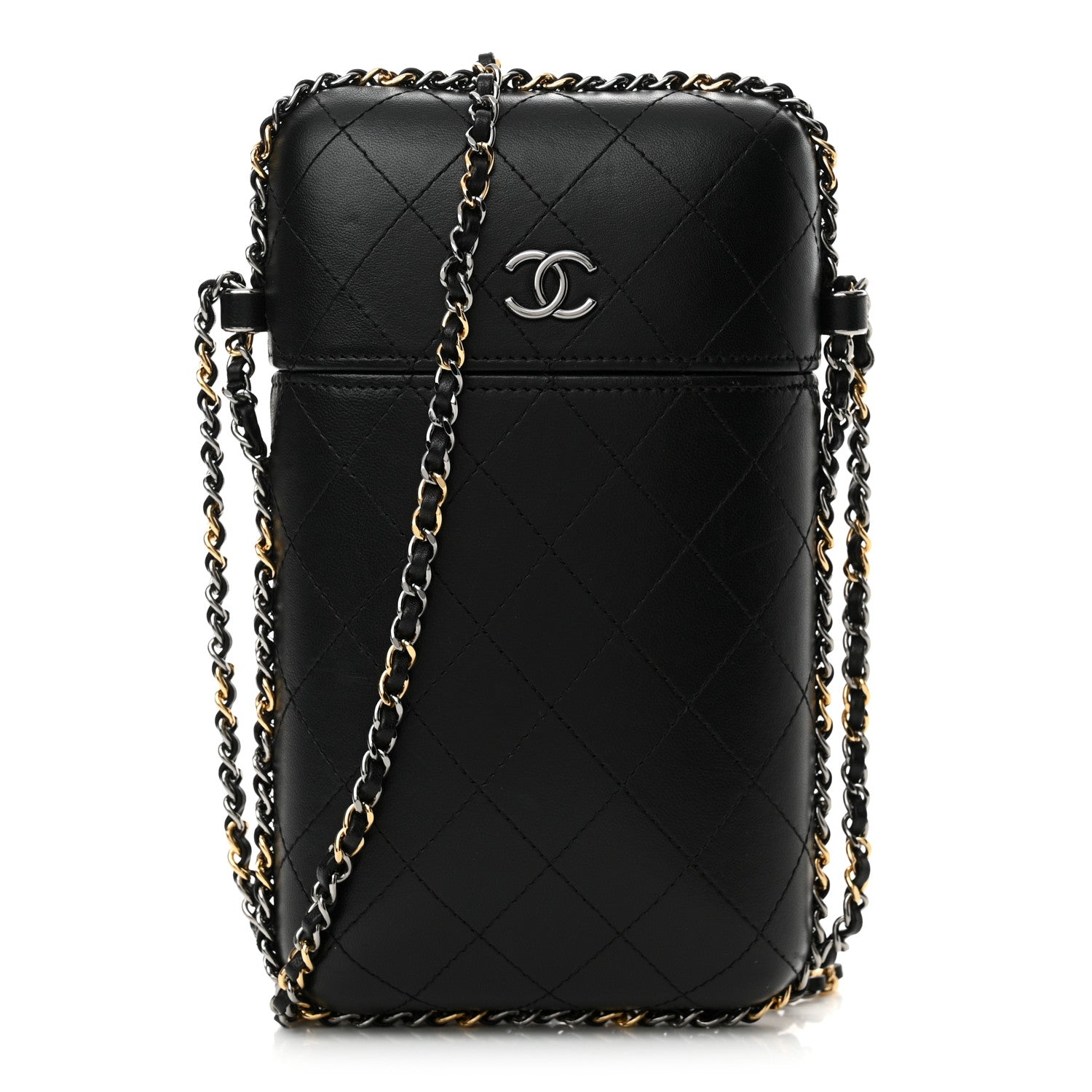 Chanel Lambskin Quilted Chain Around Phone Holder Black 1 of 10