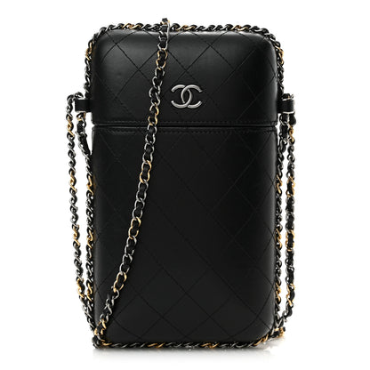 Chanel Lambskin Quilted Chain Around Phone Holder Black 1 of 10