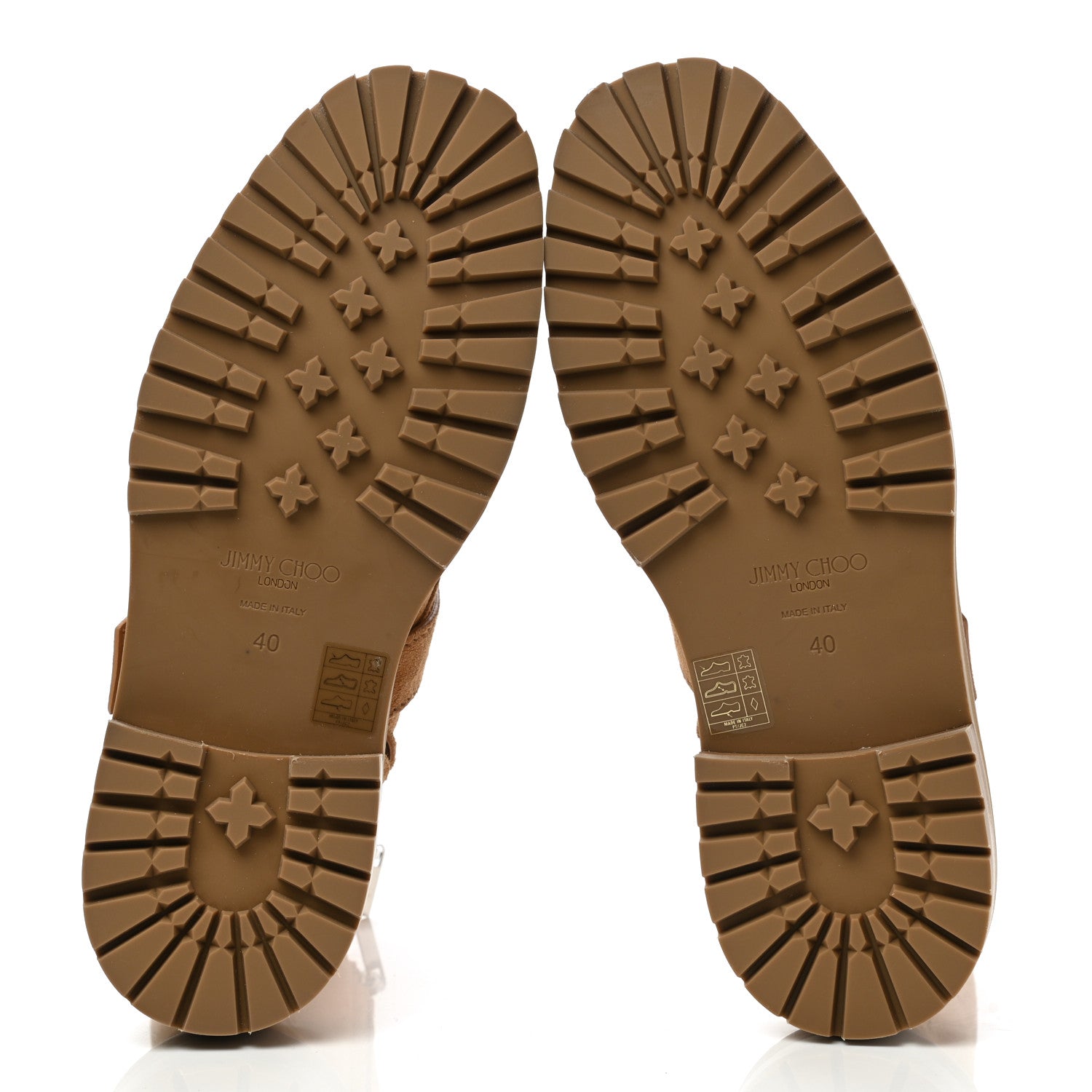 Jimmy Choo Suede Crystal Embellished Cora Flat Combat Boots 40 Caramel 5 of 8