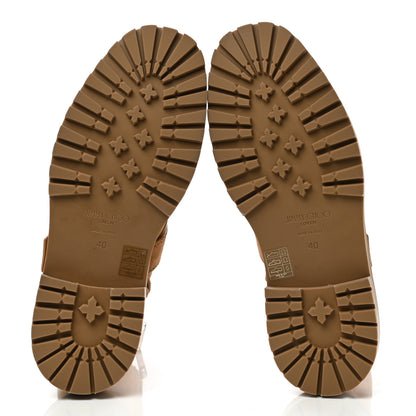 Jimmy Choo Suede Crystal Embellished Cora Flat Combat Boots 40 Caramel 5 of 8