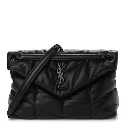 Saint Laurent Lambskin Quilted Small Loulou Puffer Monogram Chain Satchel Black 1 of 9