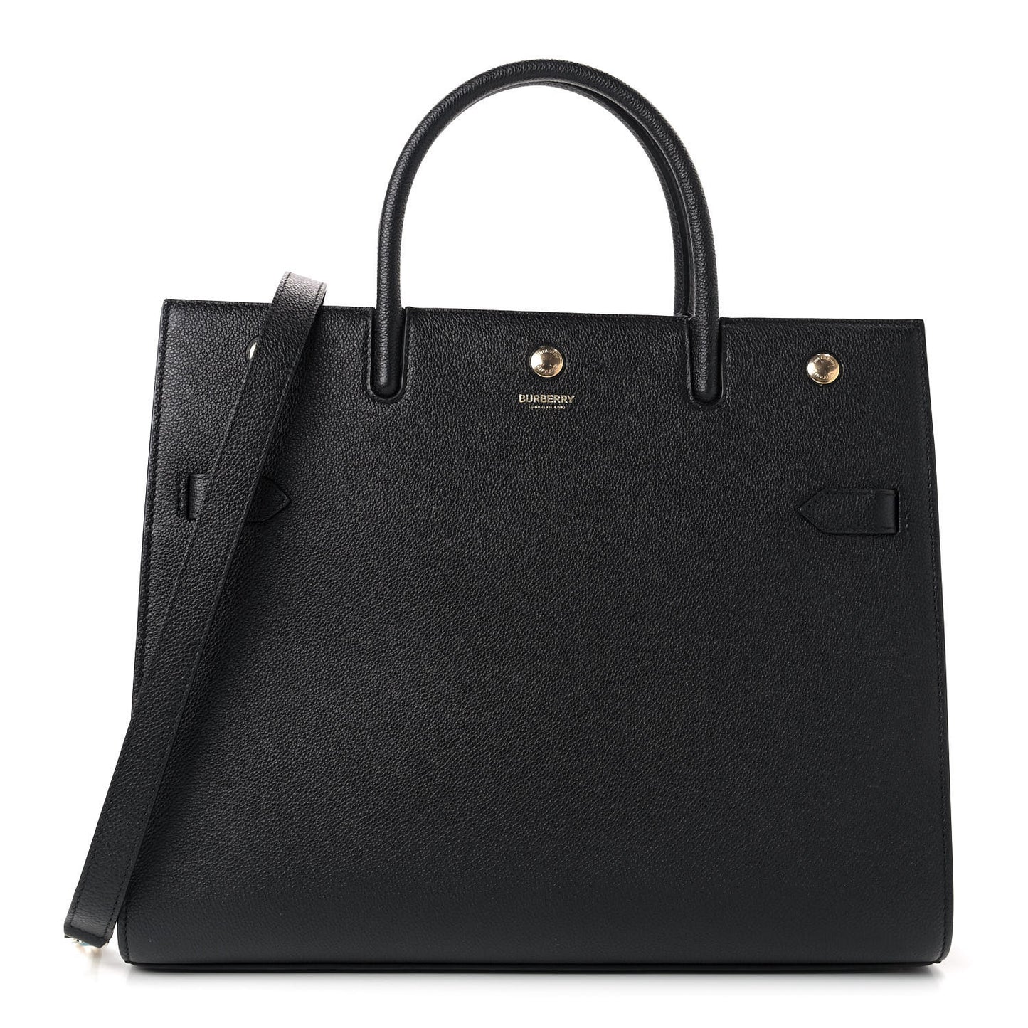Grainy Calfskin Medium Title Bag Black