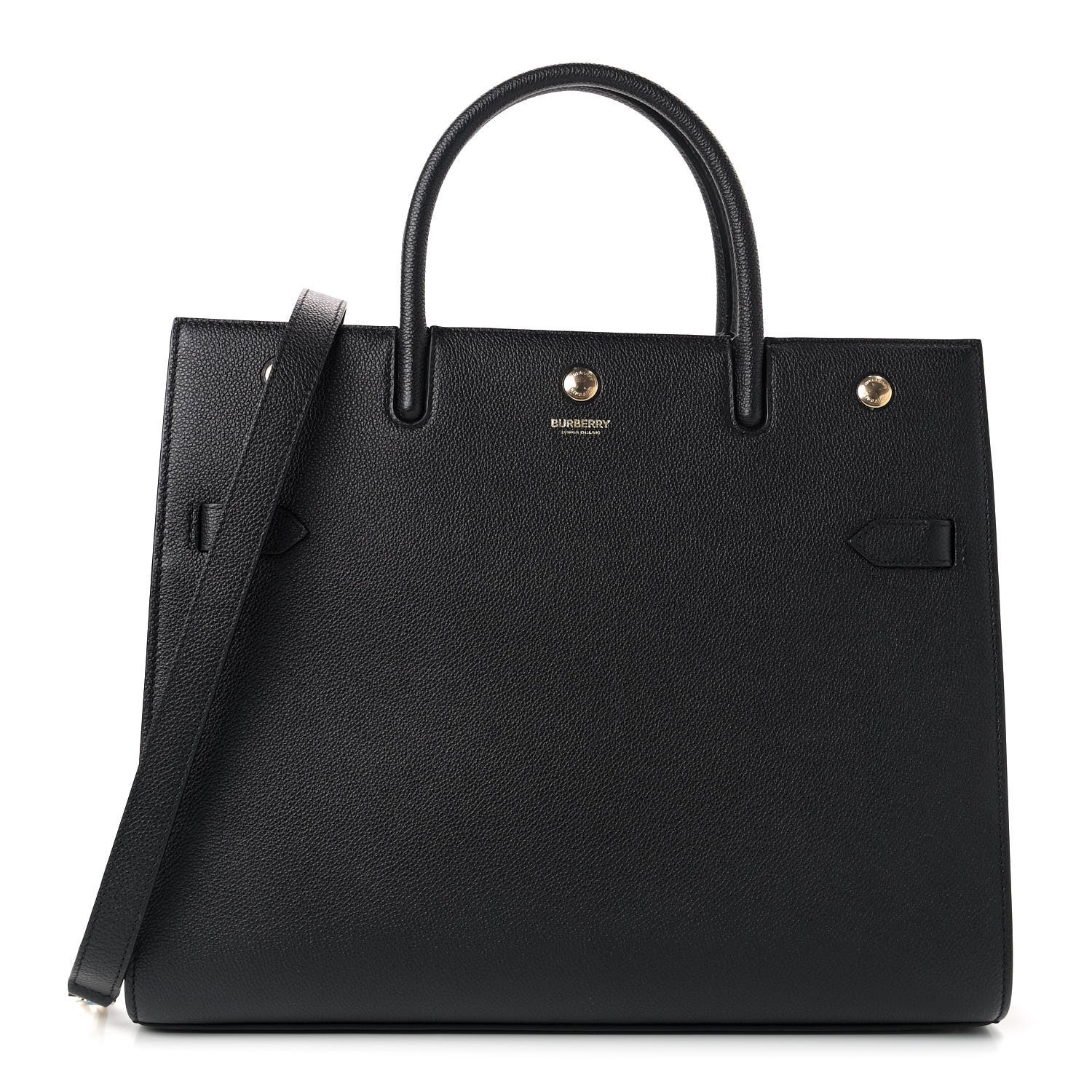 Burberry Grainy Calfskin Medium Title Bag Black 1 of 7