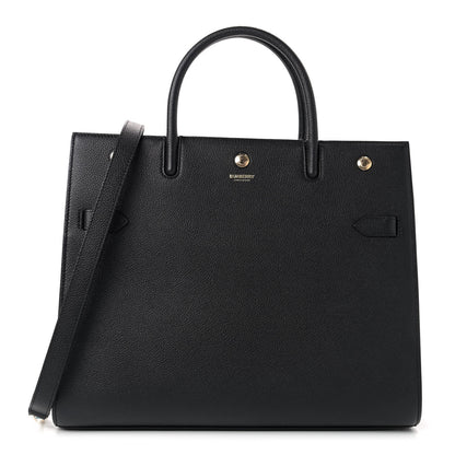 Burberry Grainy Calfskin Medium Title Bag Black 1 of 7