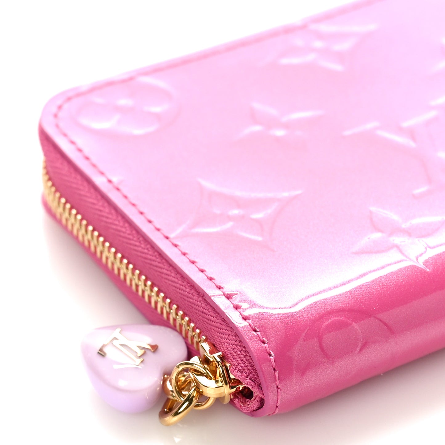 Vernis Enamel Heart Zippy Coin Purse Neon Pink