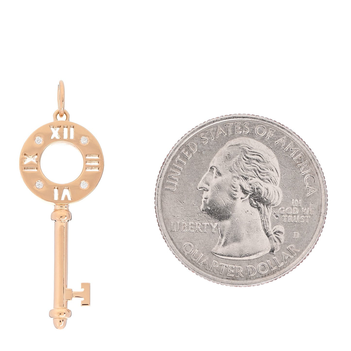 18K Yellow Gold Diamond Atlas Pierced Key Pendant