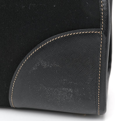 Prada Canapa Saffiano Shoulder Bag Black 6 of 7