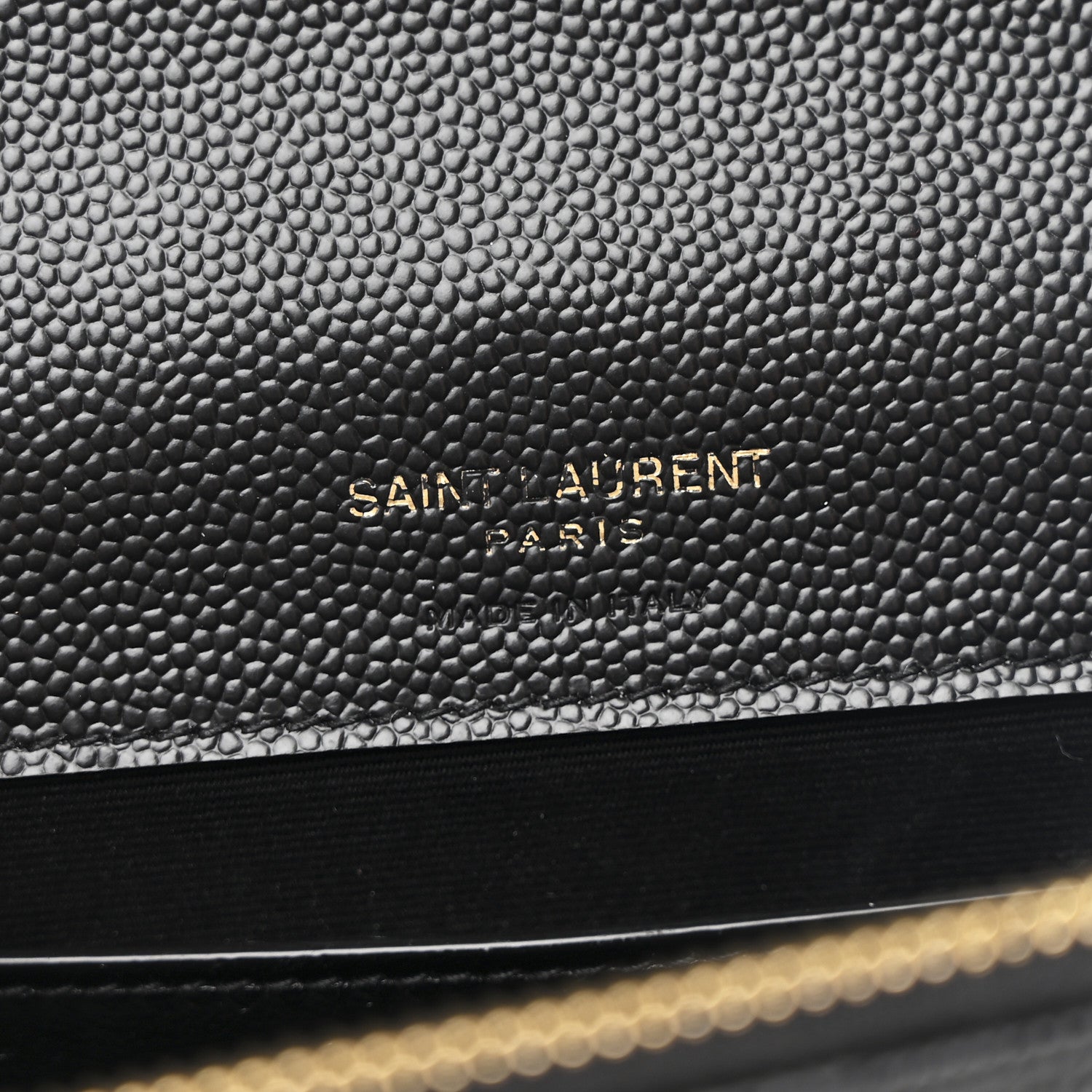 Saint Laurent Grain De Poudre Matelasse Chevron Monogram Envelope Chain Wallet Black 6 of 10