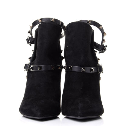 Valentino Garavani Suede Rockstud Double Buckle 100mm Ankle Boots 36.5 Black 2 of 9