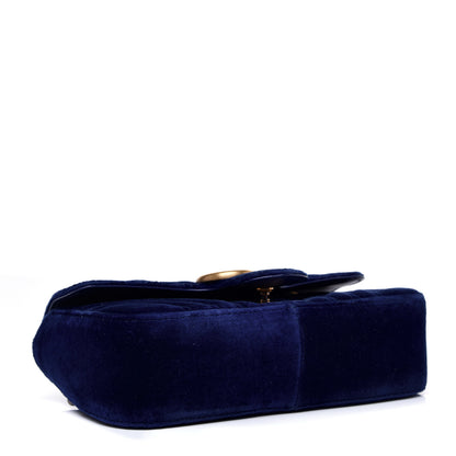 Gucci Velvet Matelasse Mini GG Marmont Shoulder Bag Cobalt Blue 4 of 11