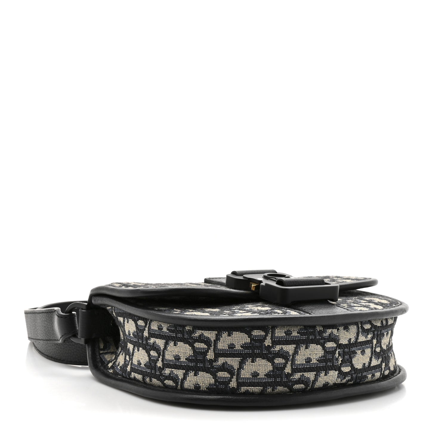 Oblique Grained Calfskin Mini Gallop Bag With Strap Black Beige