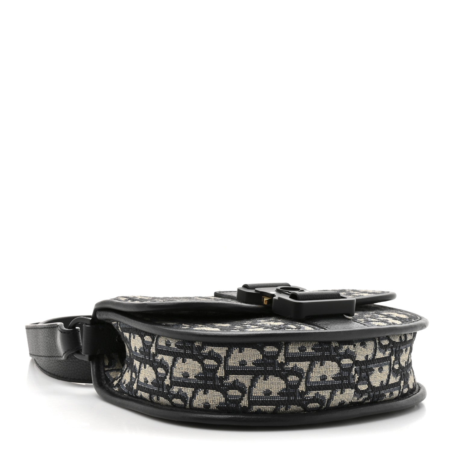 Christian Dior Oblique Grained Calfskin Mini Gallop Bag With Strap Black Beige 4 of 10