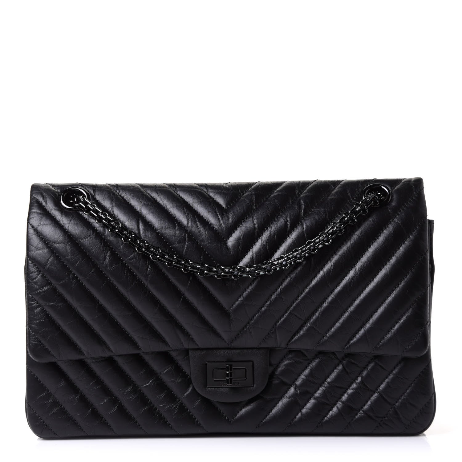 Chanel Aged Calfskin Chevron Quilted 2.55 Reissue 226 So Black 1 of 10