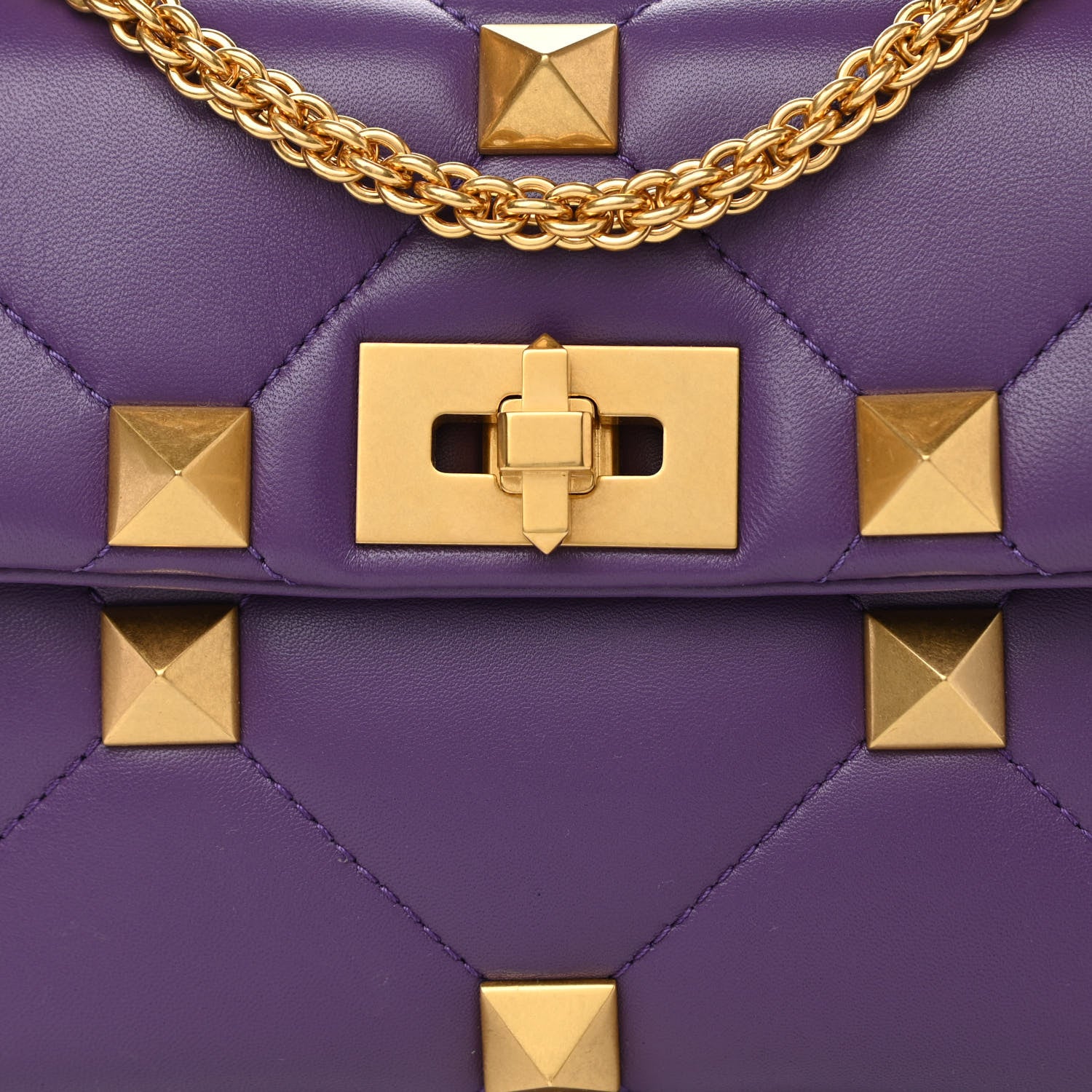 Valentino Garavani Nappa Medium Roman Stud Shoulder Bag Indian Violet 7 of 11