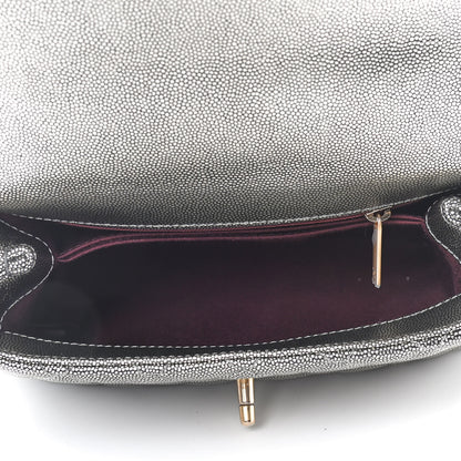Chanel Metallic Caviar Quilted Mini Coco Handle Flap Silver 5 of 9