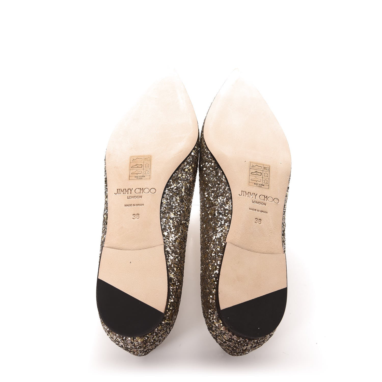 Jimmy Choo Glitter Fabric Alina Flats 38 Antique Gold 6 of 9